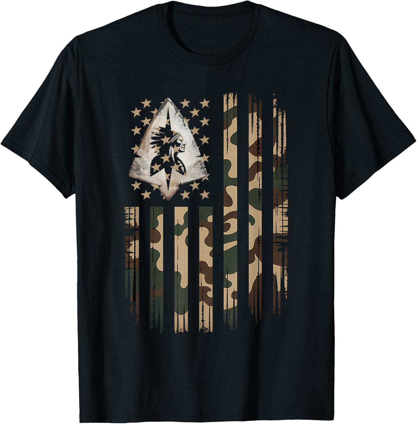 Arrowhead Hunting American Flag Arrowhead Hunter T-Shirt - T-Shirt | Black
