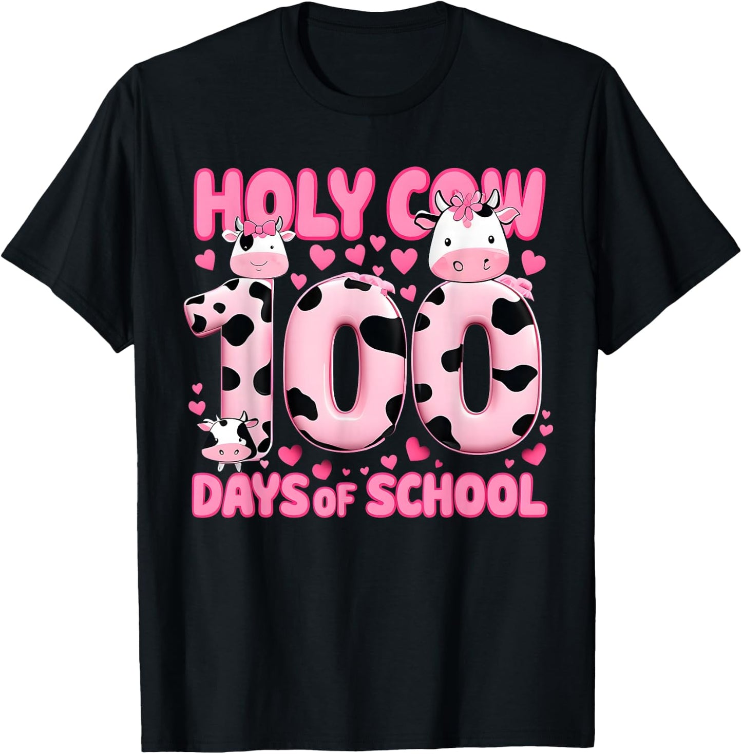 Holy Cow 100 Days Of School Funny 100 Day of School Groovy T-Shirt - T-Shirt | Black