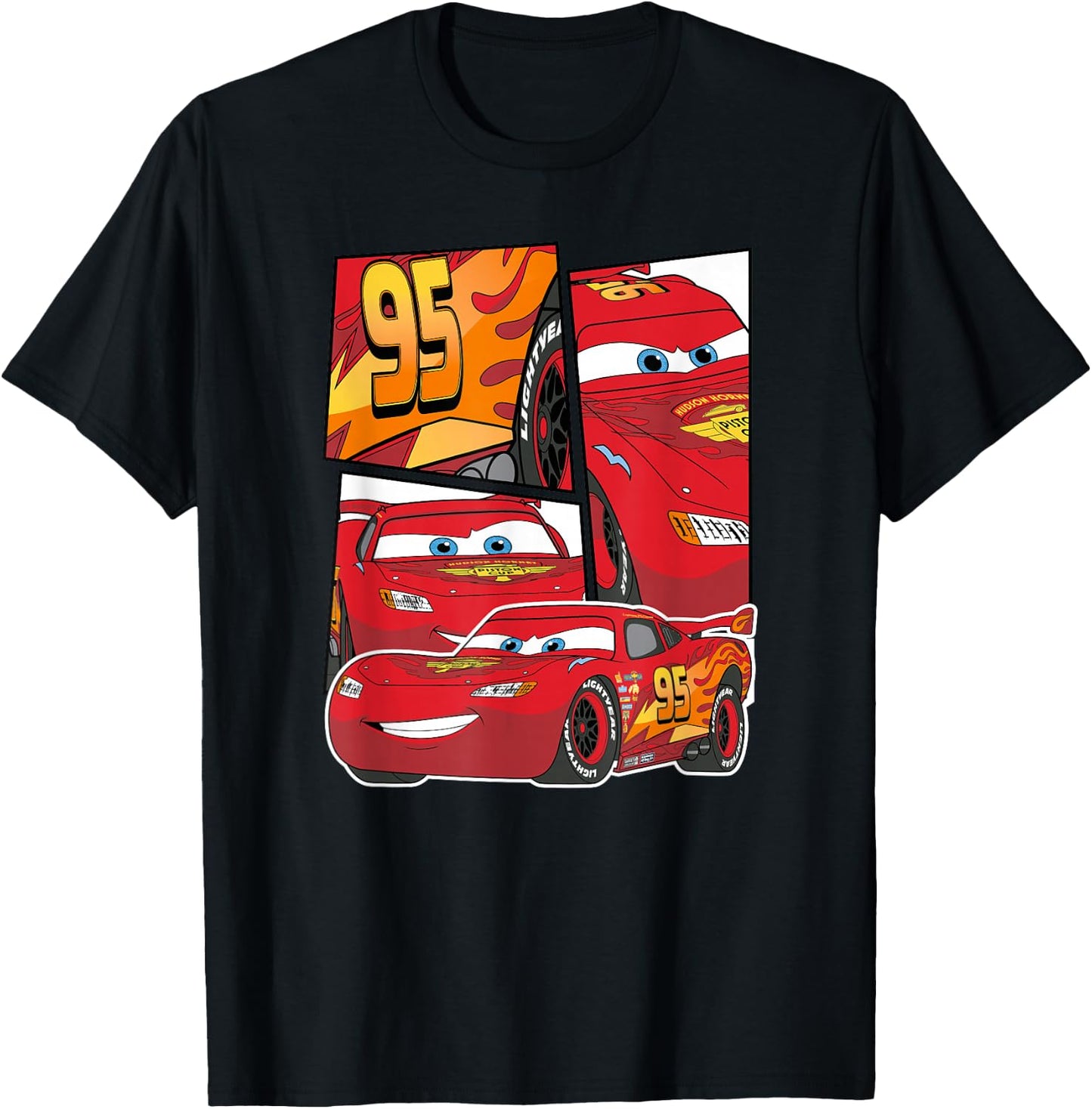 Pixar Cars Lightning McQueen Grid T-Shirt - T-Shirt | Black