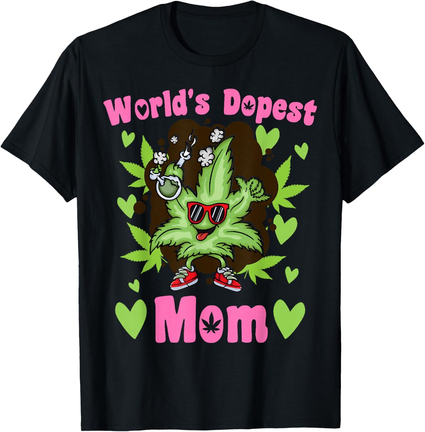 Worlds Dopest Mom Vintage Sunset 420 Family Matching Outfits T-Shirt - T-Shirt | Black