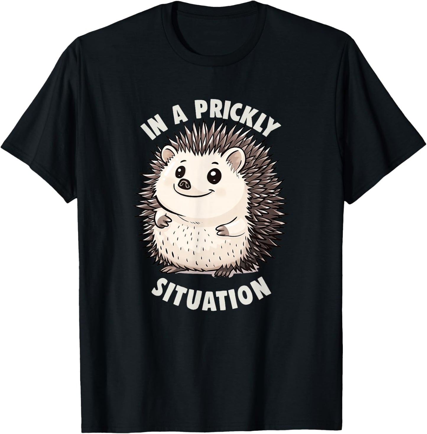 Cute Hedgehogs In A Prickly Situation Hedgehog T-Shirt - T-Shirt | Black