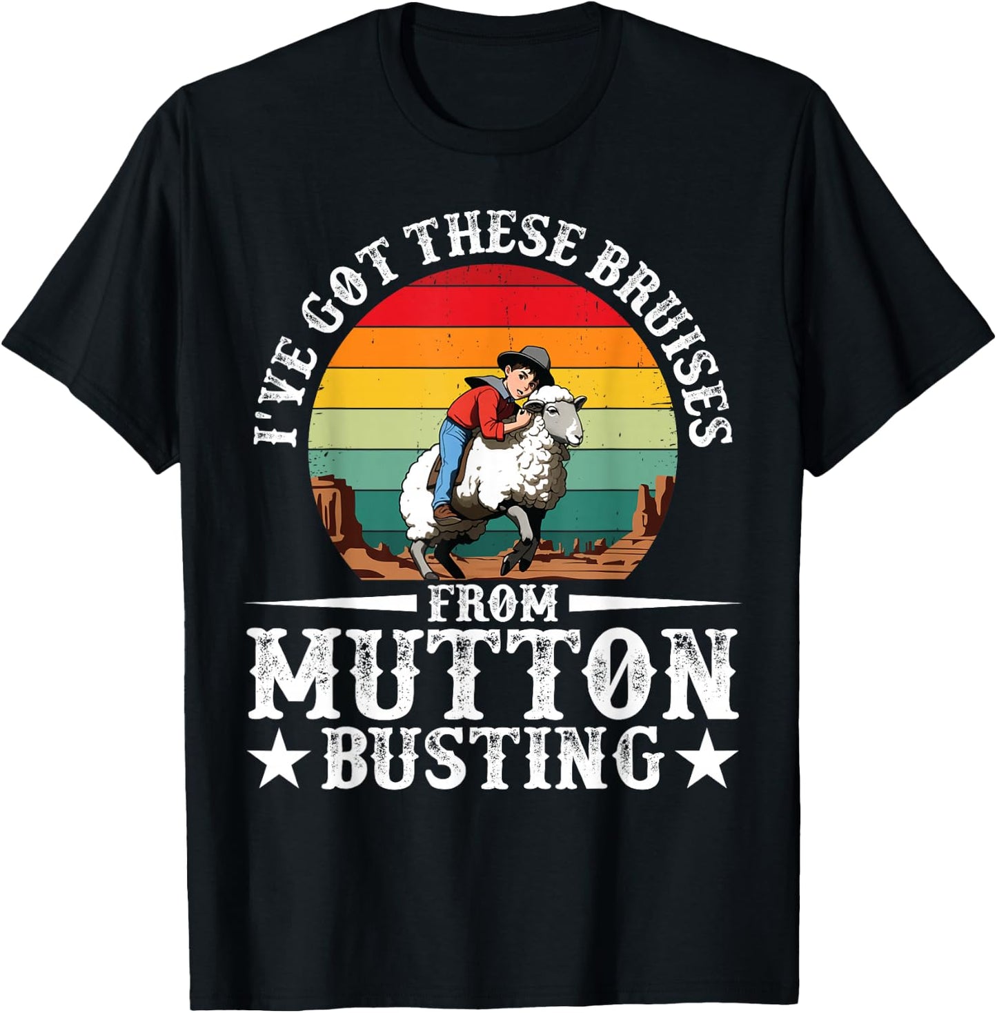 Mutton Buster Vest Rodeo Sheep Rider Mutton Busting T-Shirt - T-Shirt | Black