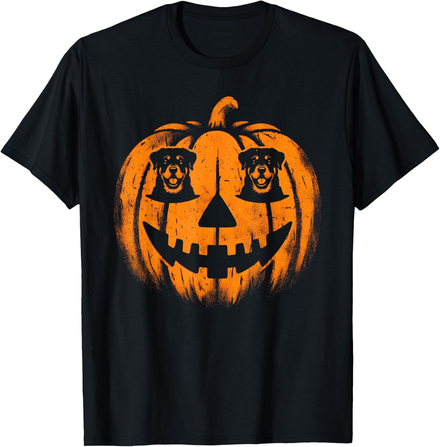 Dog Halloween Rottweiler Jack O Lantern Pumpkin T-Shirt - T-Shirt | Black