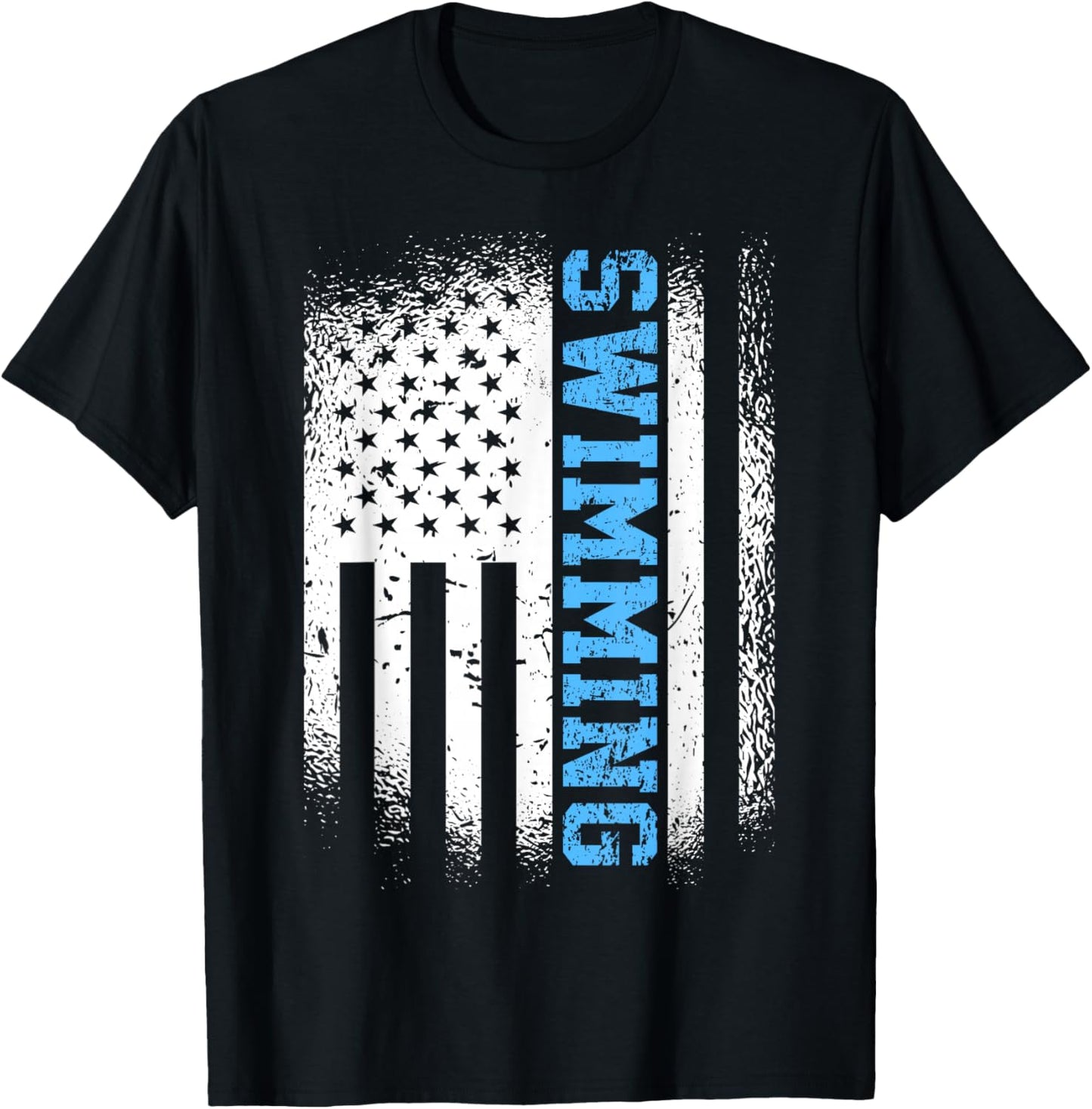 USA Flag Swimming Swim American Swimmer T-Shirt - T-Shirt | Black