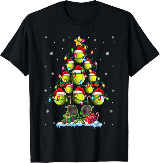 Tennis Balls As Christmas Tree Matching Player Trainer T-Shirt - T-Shirt | Black
