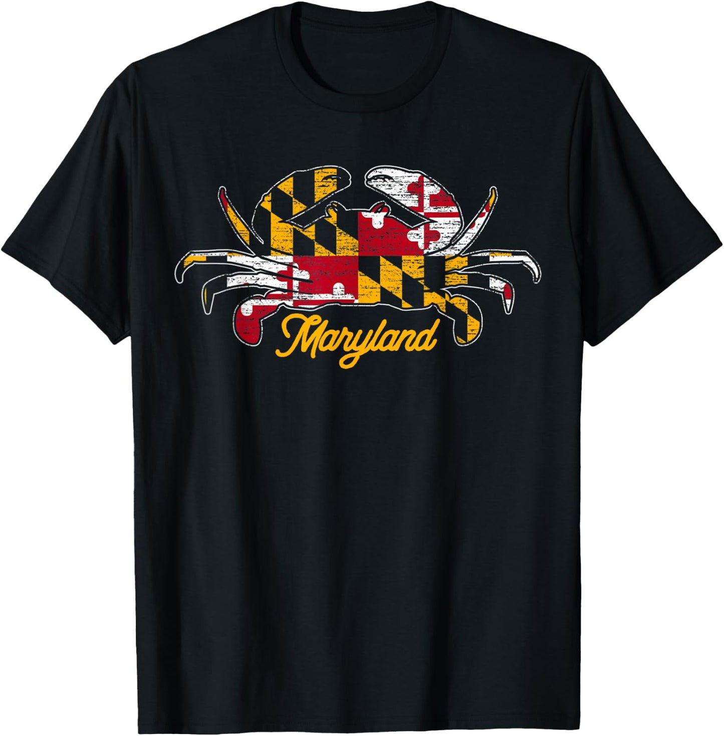 Maryland Crab Cute State Pride Flag T-Shirt - T-Shirt | Black