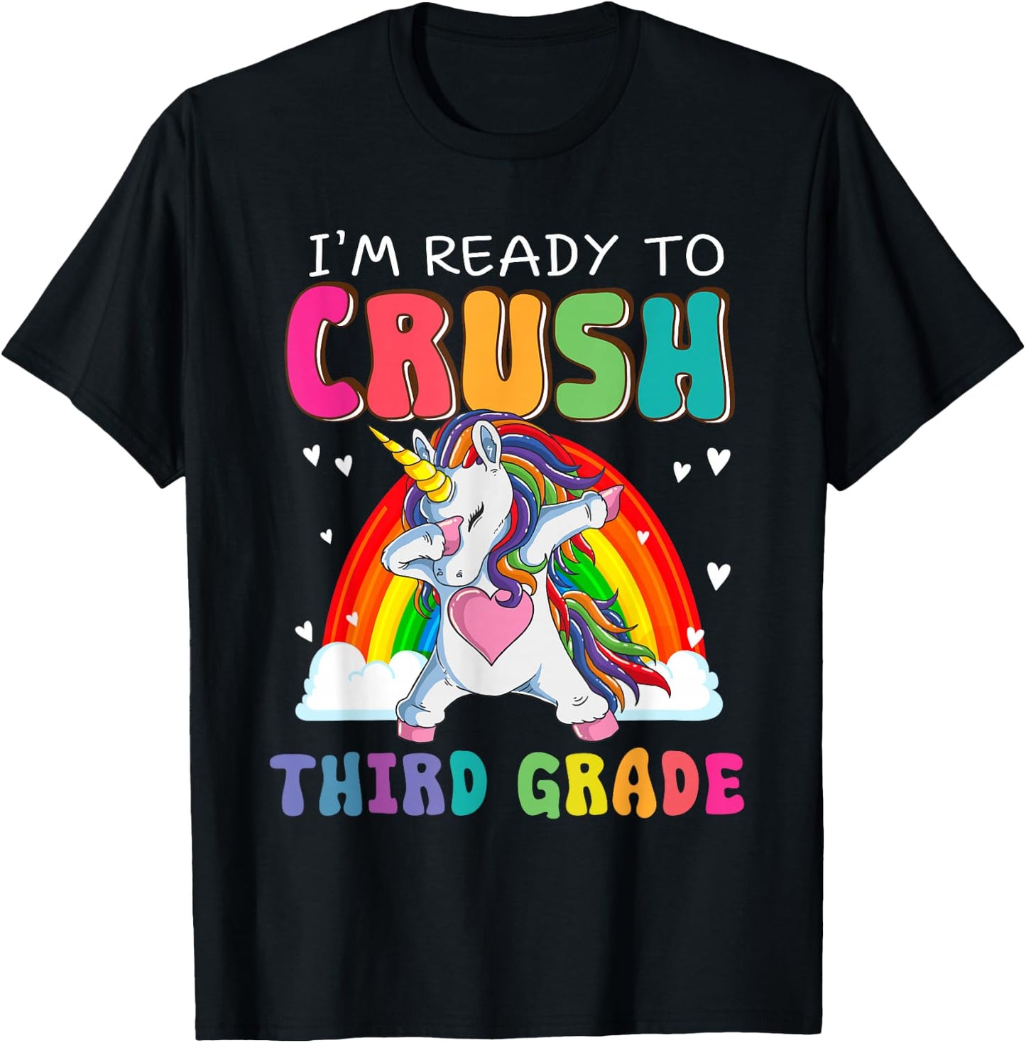 Crush Third Grade Dabbing Unicorn First Day Of School Girls T-Shirt - T-Shirt | Black