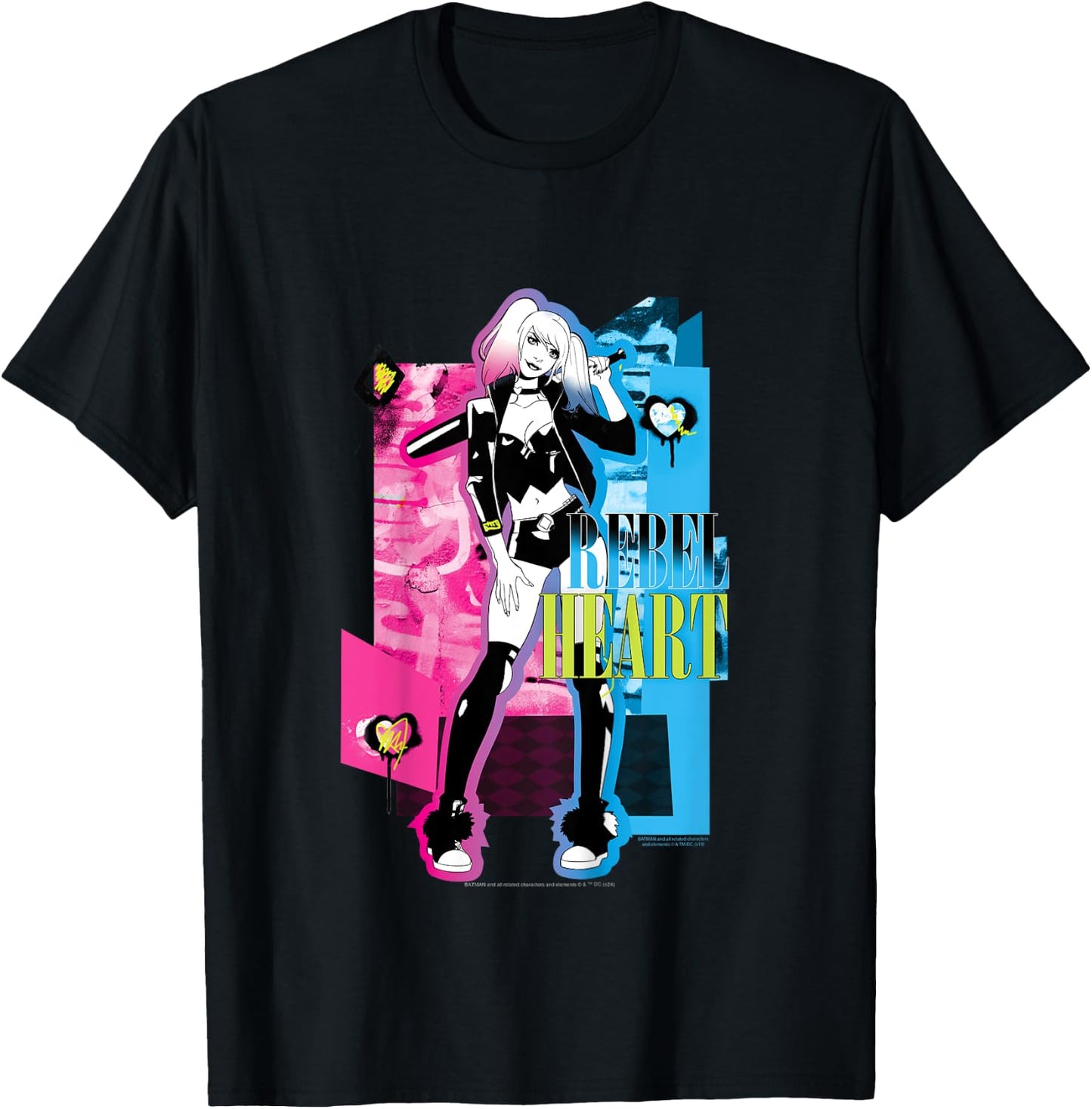 Kids Batman Harley Quinn Rebel Heart Camiseta , white, 2 T-Shirt - T-Shirt | Black