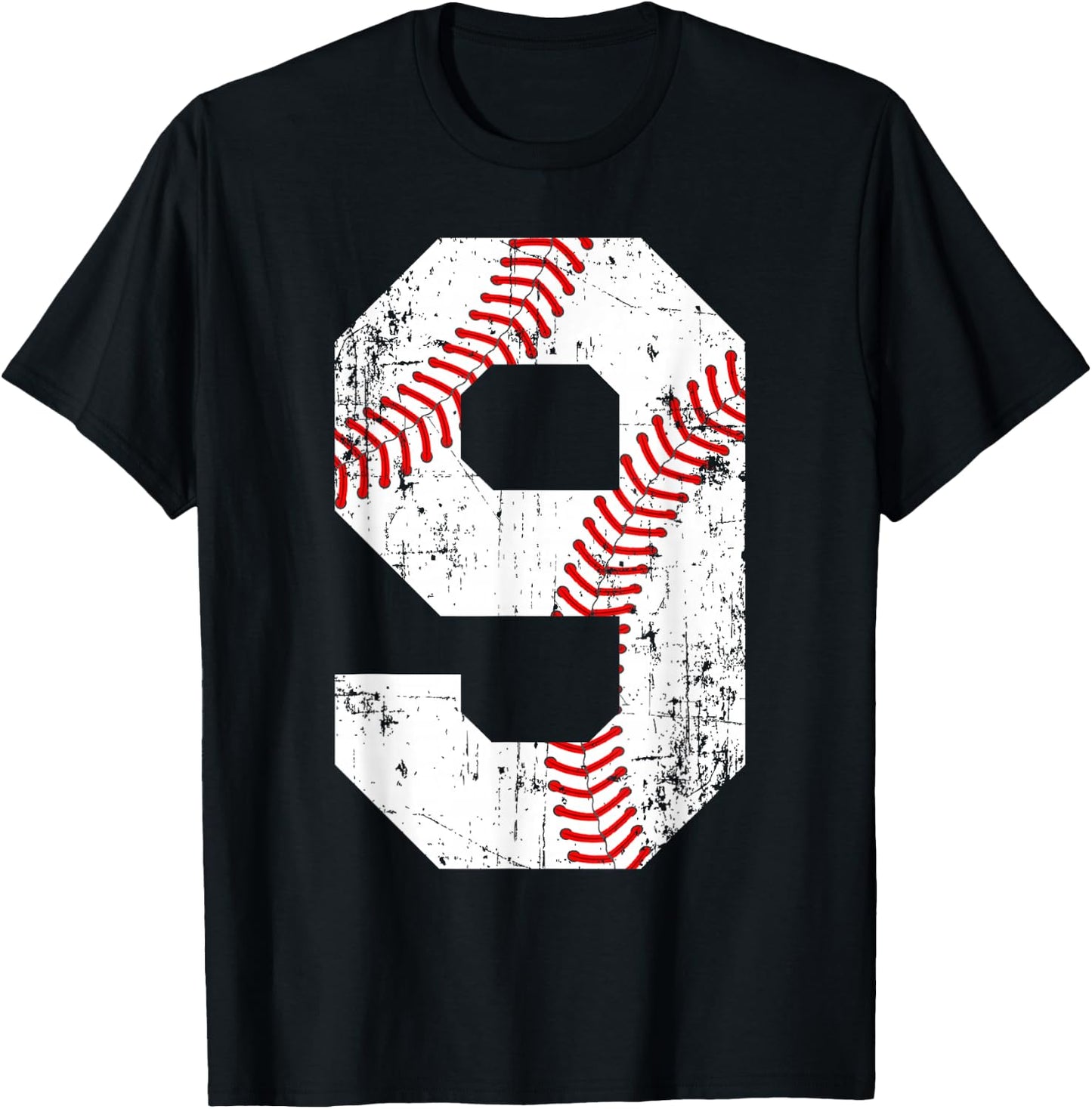 Vintage Baseball 9 Jersey Number T-Shirt - T-Shirt | Black