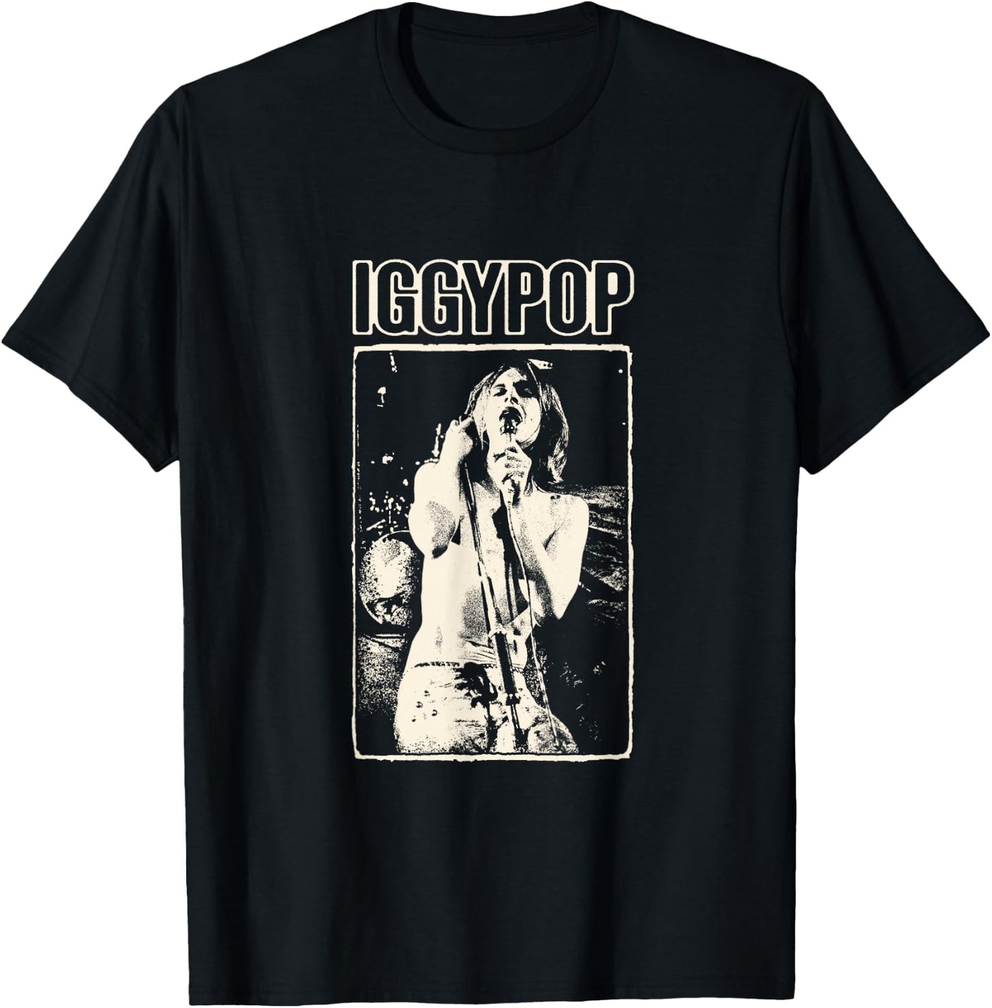 Iggy Pop , Herren & Damen, -Erwachsene, Rock-Fans, Casual-Kleidung, Schwarz, S, EU 40.0, Klassisch, U-Ausschnitt, Halbarm, Polyester 100% T-Shirt - T-Shirt | Black