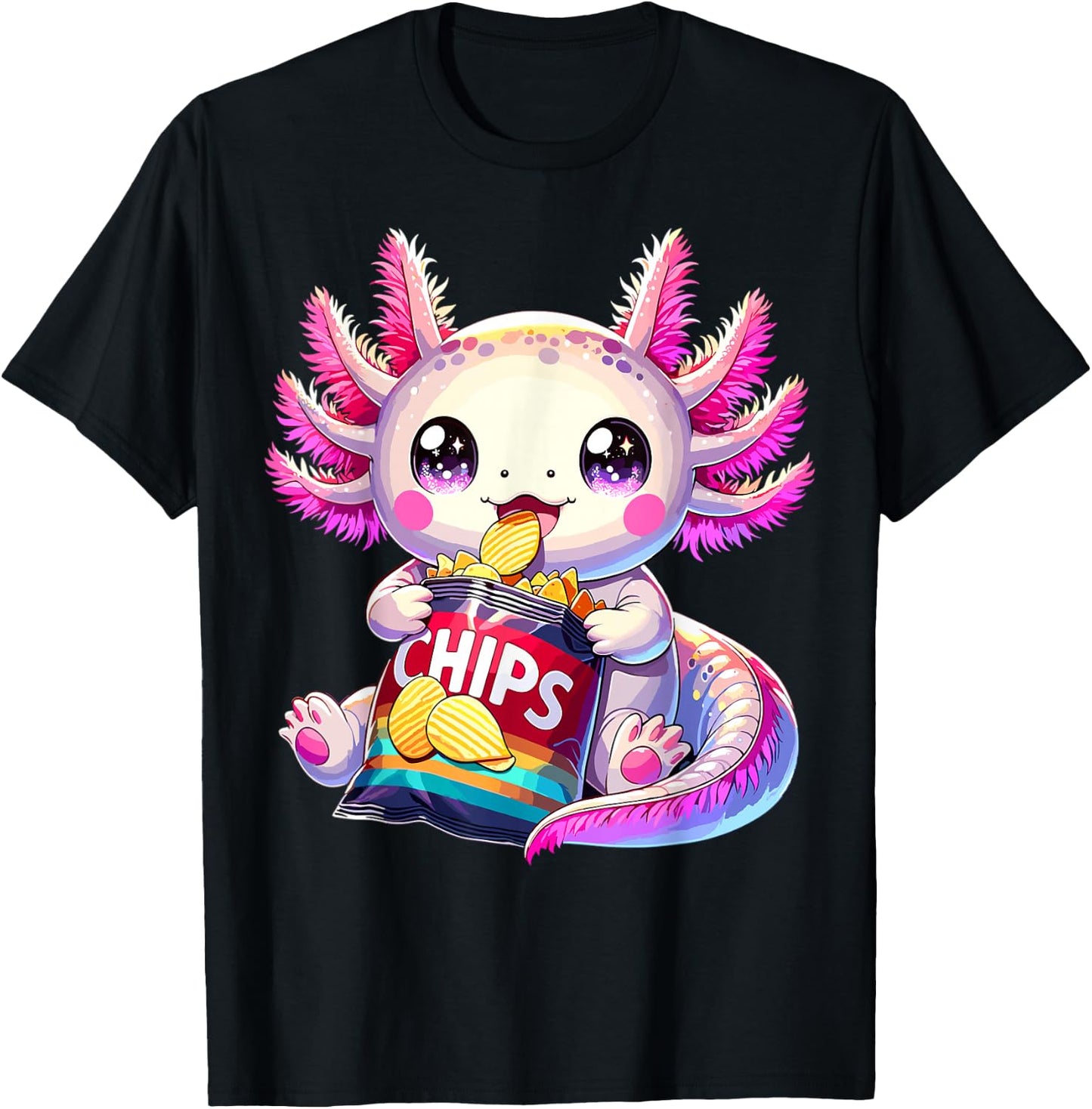 Axolotl Snaxolotl Anime Cute Kawaii Axolotl T-Shirt - T-Shirt | Black