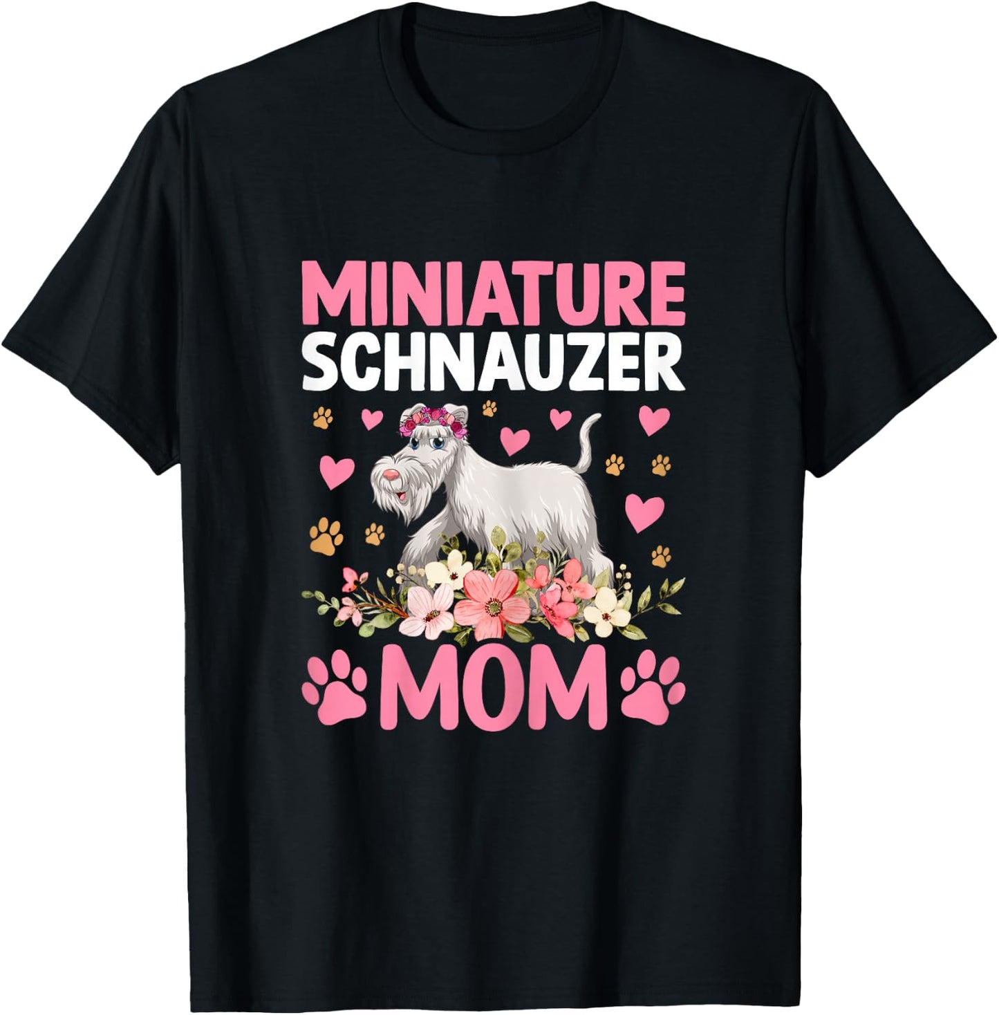 Miniatur Schnauzer Mom Pet - Dog Breed Pet Paw T-Shirt - T-Shirt | Black