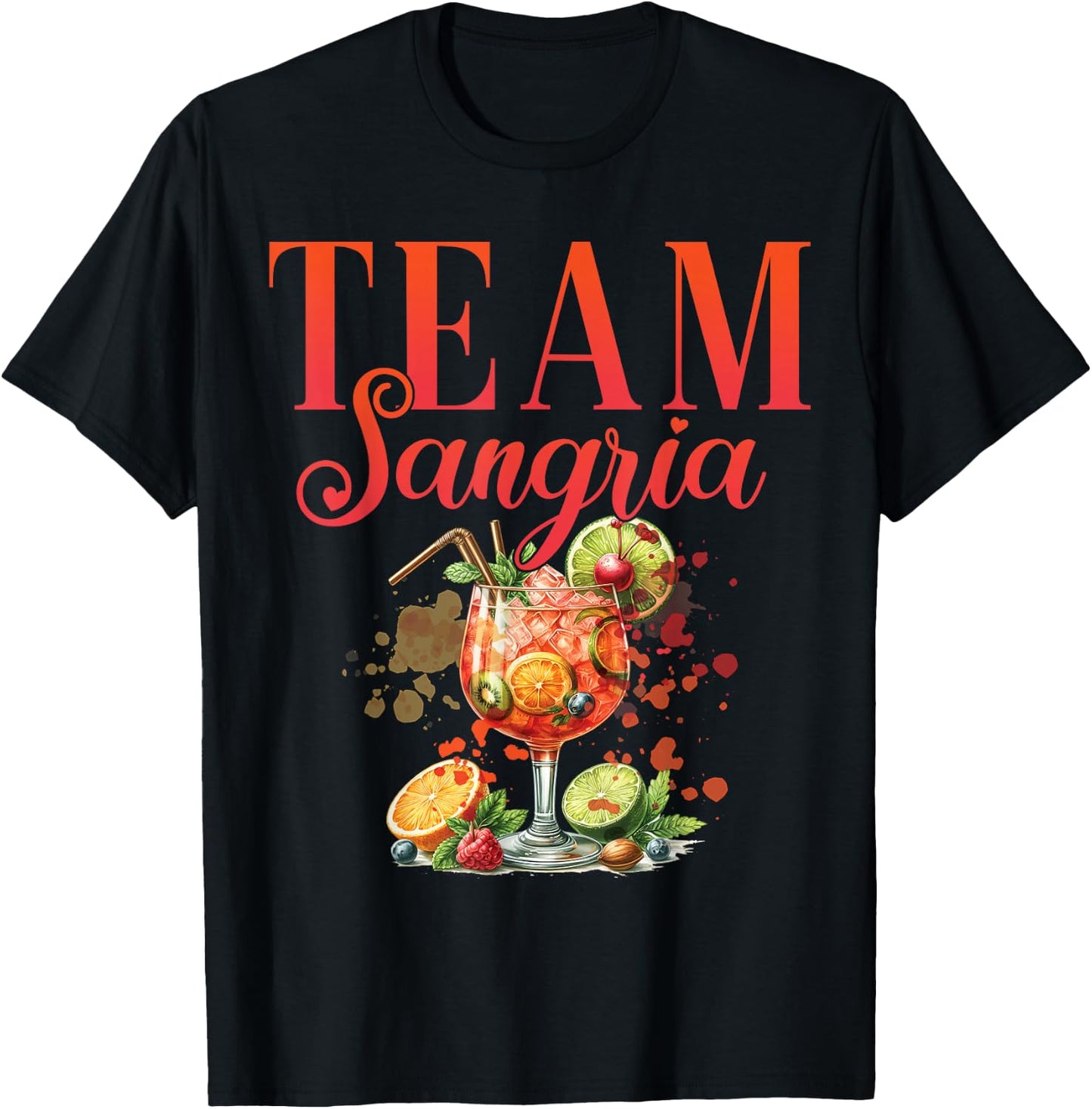 Hen Party Team Sangria Cocktail for Bartender , black T-Shirt - T-Shirt | Black