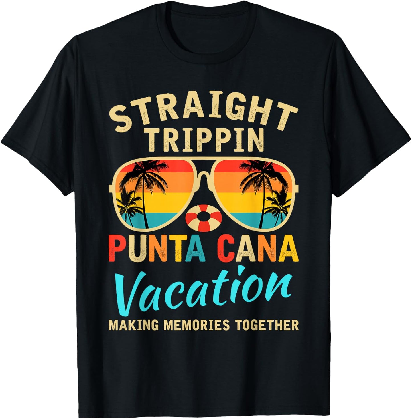 Straight Trippin Punta Cana 2026 Beach Summer Vacation Trip T-Shirt - T-Shirt | Black