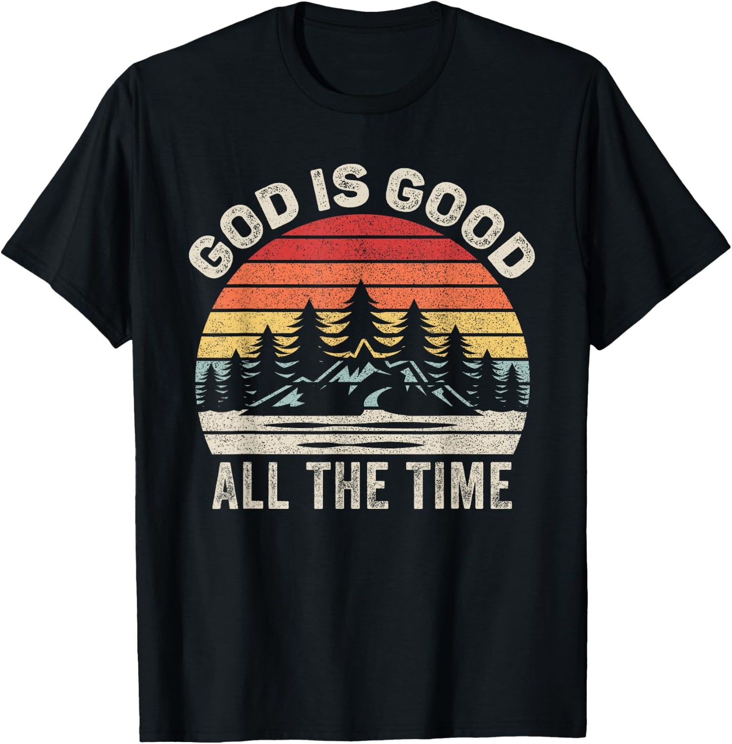 Vintage Retro God Is Good All The Time Christian T-Shirt - T-Shirt | Black