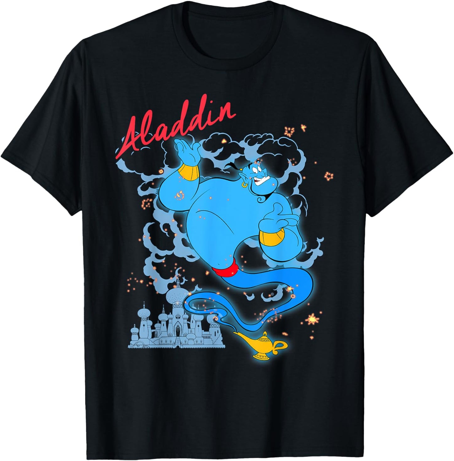 Portrait Title of Disney Cartoon Aladdin Genie , Black, S T-Shirt - T-Shirt | Black