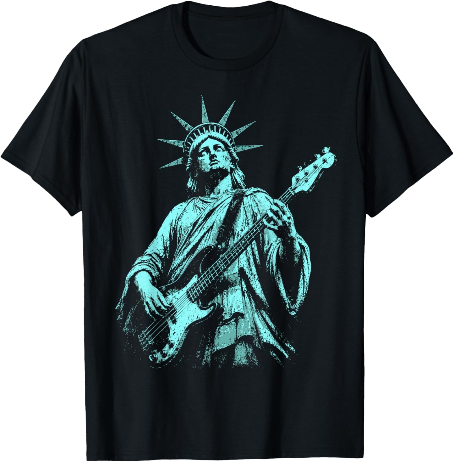 4th of July Statue of Liberty Bass 1776 2026 T-Shirt - T-Shirt | Black