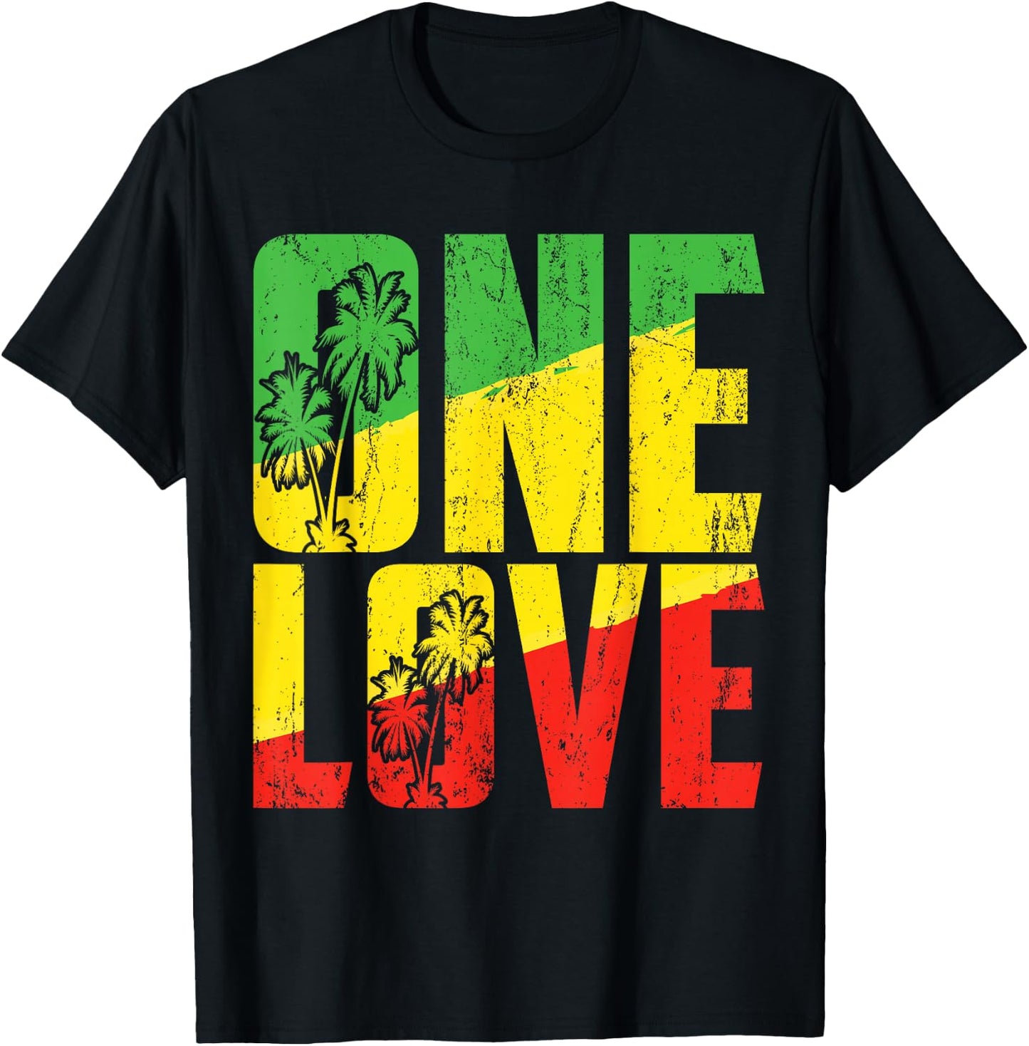 One Love Jamaica Clothing Rasta Reggae Music Caribbean Pride , black T-Shirt - T-Shirt | Black