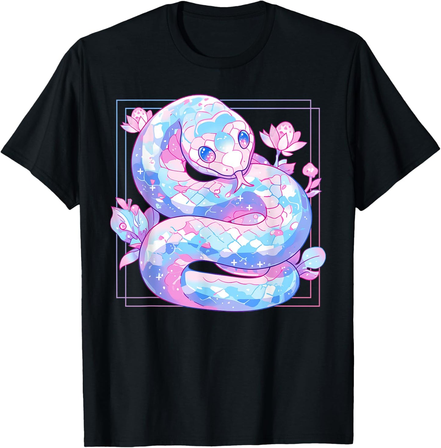 Kawaii Pastel Goth Snake Cute Scary Aesthetic Harajuku T-Shirt - T-Shirt | Black