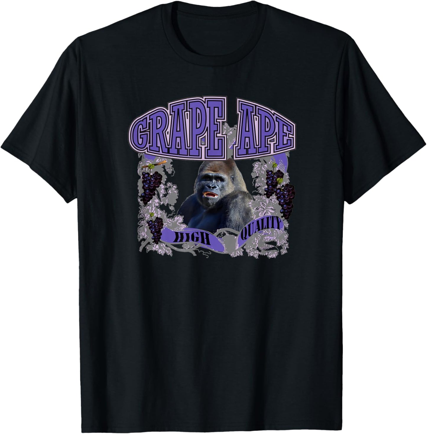 Retro Vineyard Purple Grape Ape T-Shirt - T-Shirt | Black
