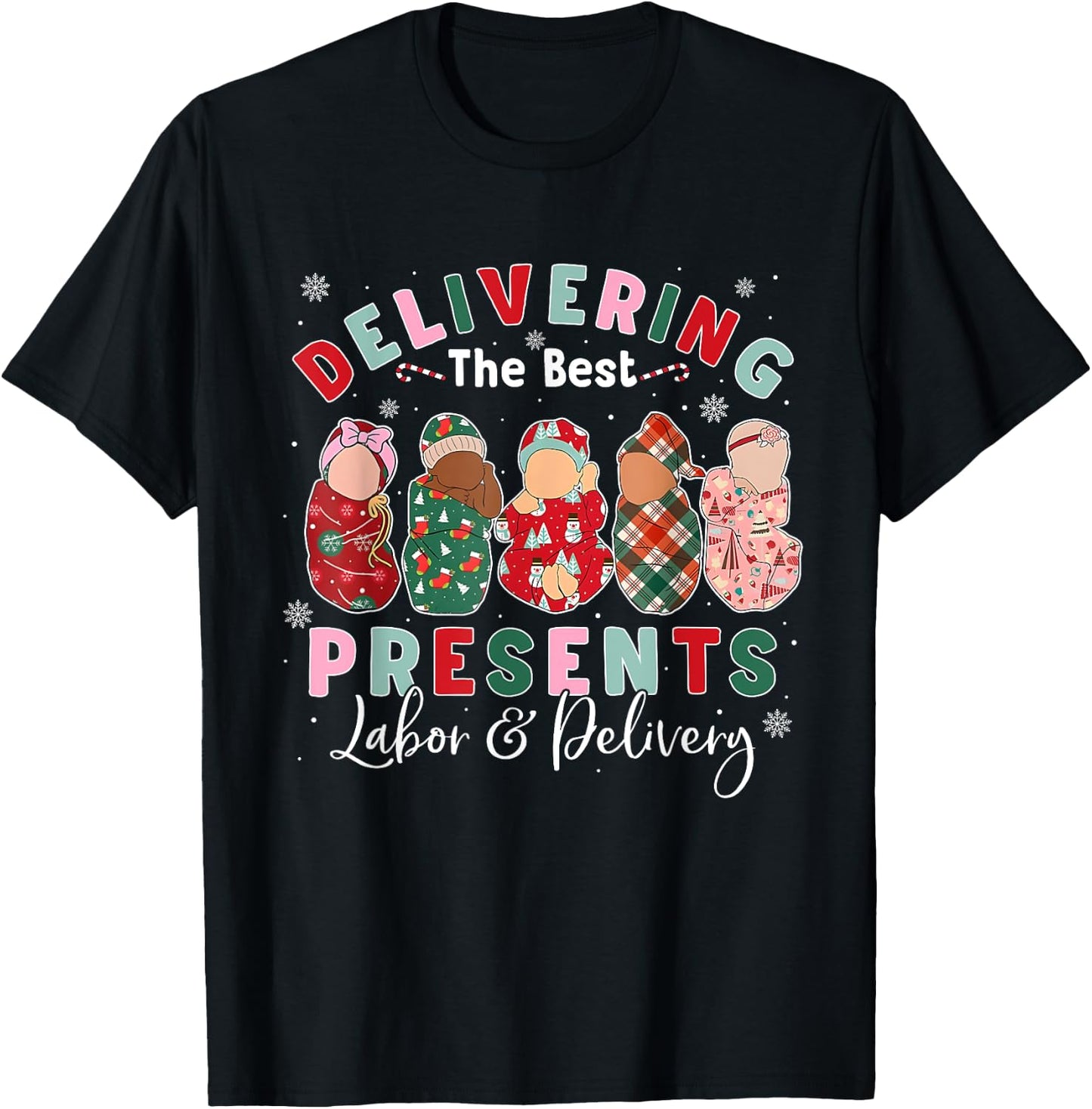 Labor and Delivery L&D Nurse Costume Adult Nurses Black Small Short Sleeve Classic Fit Humorous Modern Cartoon Christmas T-Shirt - T-Shirt | Black