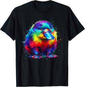 Colorful Splash Art Platypus Platypuses Duckbill T-Shirt - T-Shirt | Black