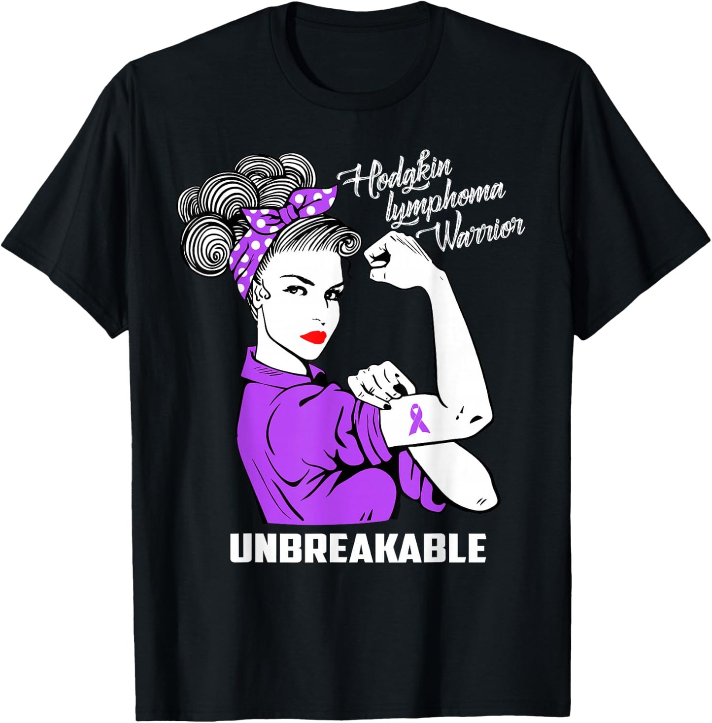 Hodgkin Lymphoma Warrior Unbreakable Awareness Gift T-Shirt - T-Shirt | Black