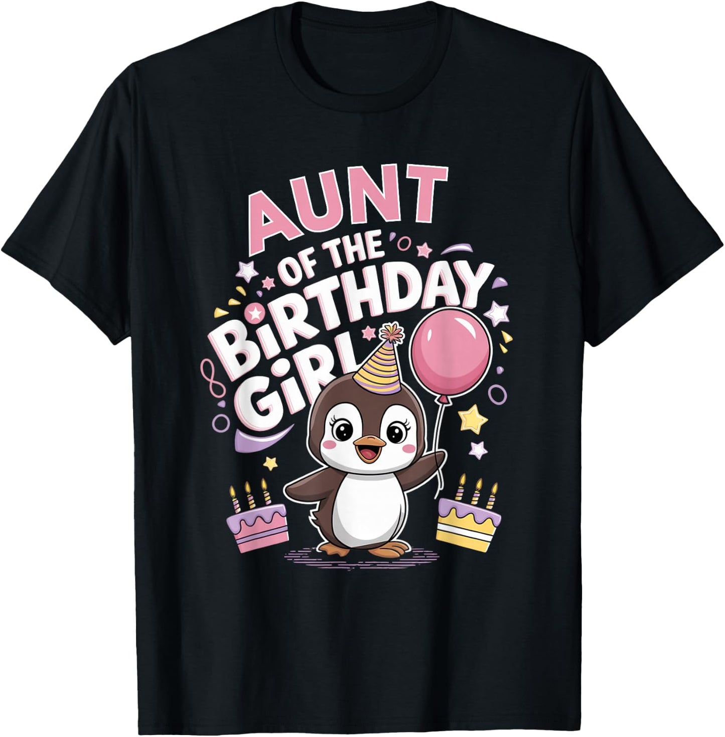 Aunt of the Birthday Girl Pesto Baby Penguin Party T-Shirt - T-Shirt | Black