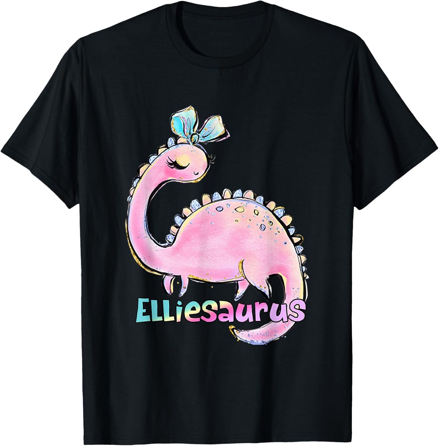 Ellie Name Shirt Girl Dinosaur Birthday Eleanor Elliesaurus T-Shirt - T-Shirt | Black