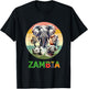 Zambia Big-5 Watercolor on Retro Sunset for Zambia Fans T-Shirt - T-Shirt | Black