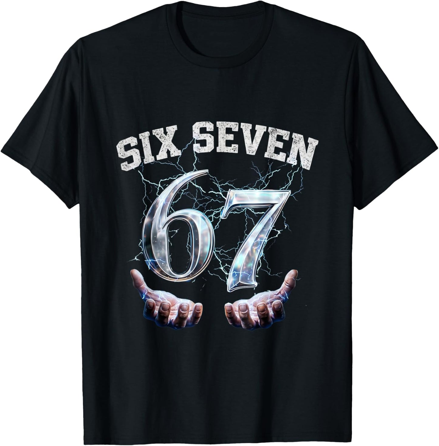 Six Seven 67 Meme Lustiges Zahlen Design T-Shirt - T-Shirt | Black