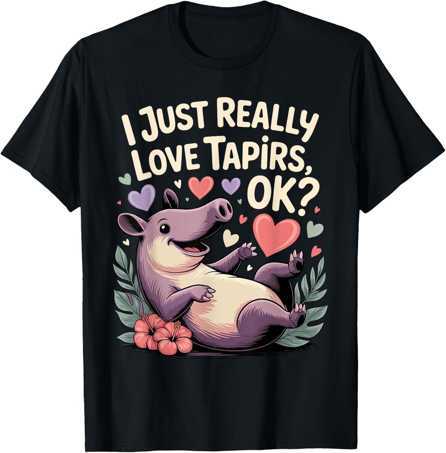 Cute Tapir Design Women Kids Animal Tapir Lovers T-Shirt - T-Shirt | Black