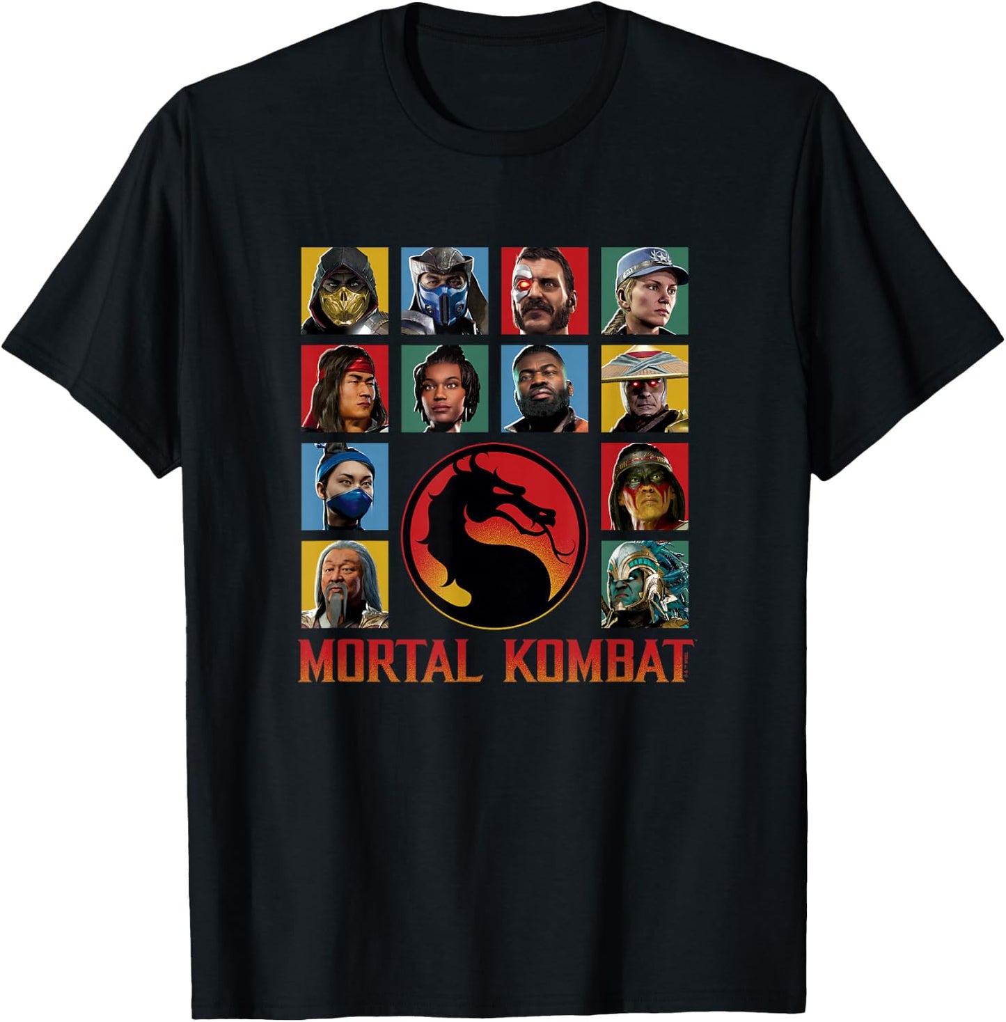 Mortal Kombat Klassic Main Fighters Characters Group Shot T-Shirt - T-Shirt | Black