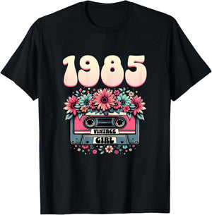 1985 Birthday Vintage Woman 40th Birthday 1985 , Black T-Shirt - T-Shirt | Black