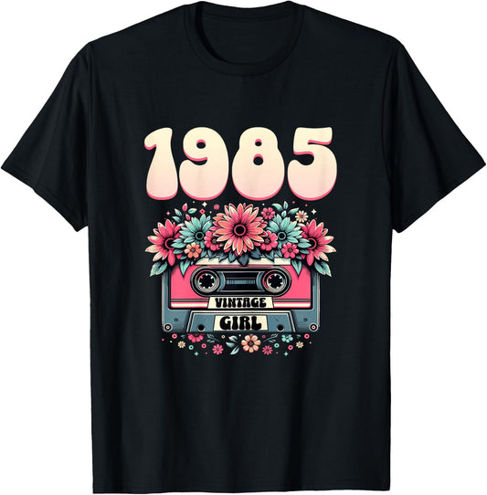 1985 Birthday Vintage Woman 40th Birthday 1985 , Black T-Shirt - T-Shirt | Black