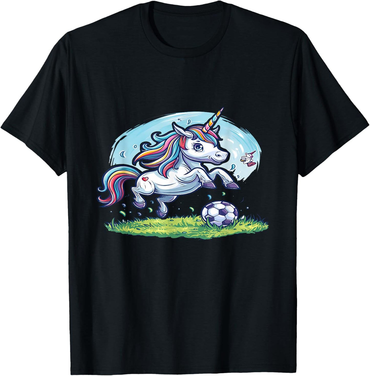 Les animaux jouent au foot- La licorne joue au football T-Shirt - T-Shirt | Black