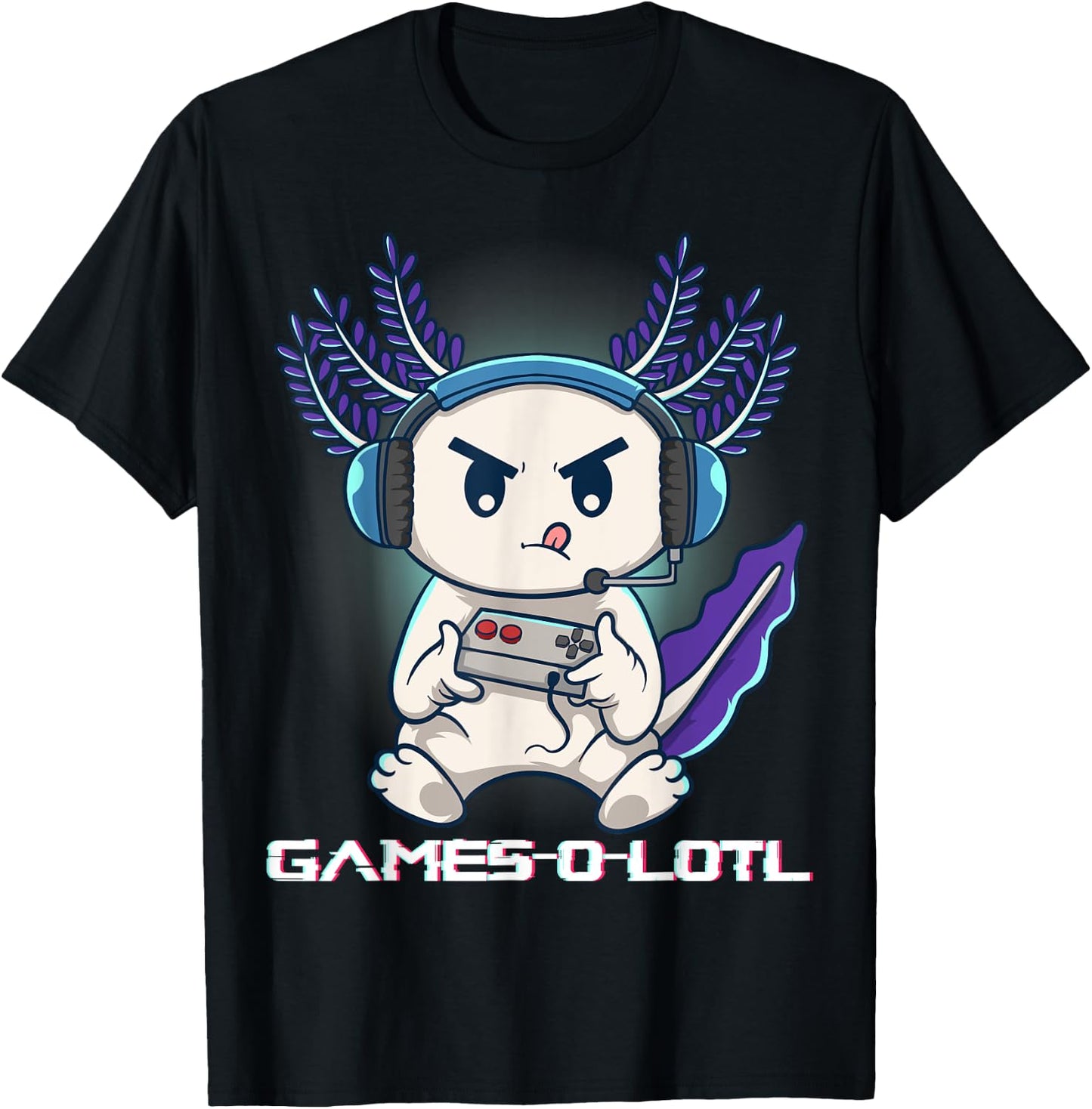 Axolotl Playing Console Video Games Gamesolotl Gaming T-Shirt - T-Shirt | Black