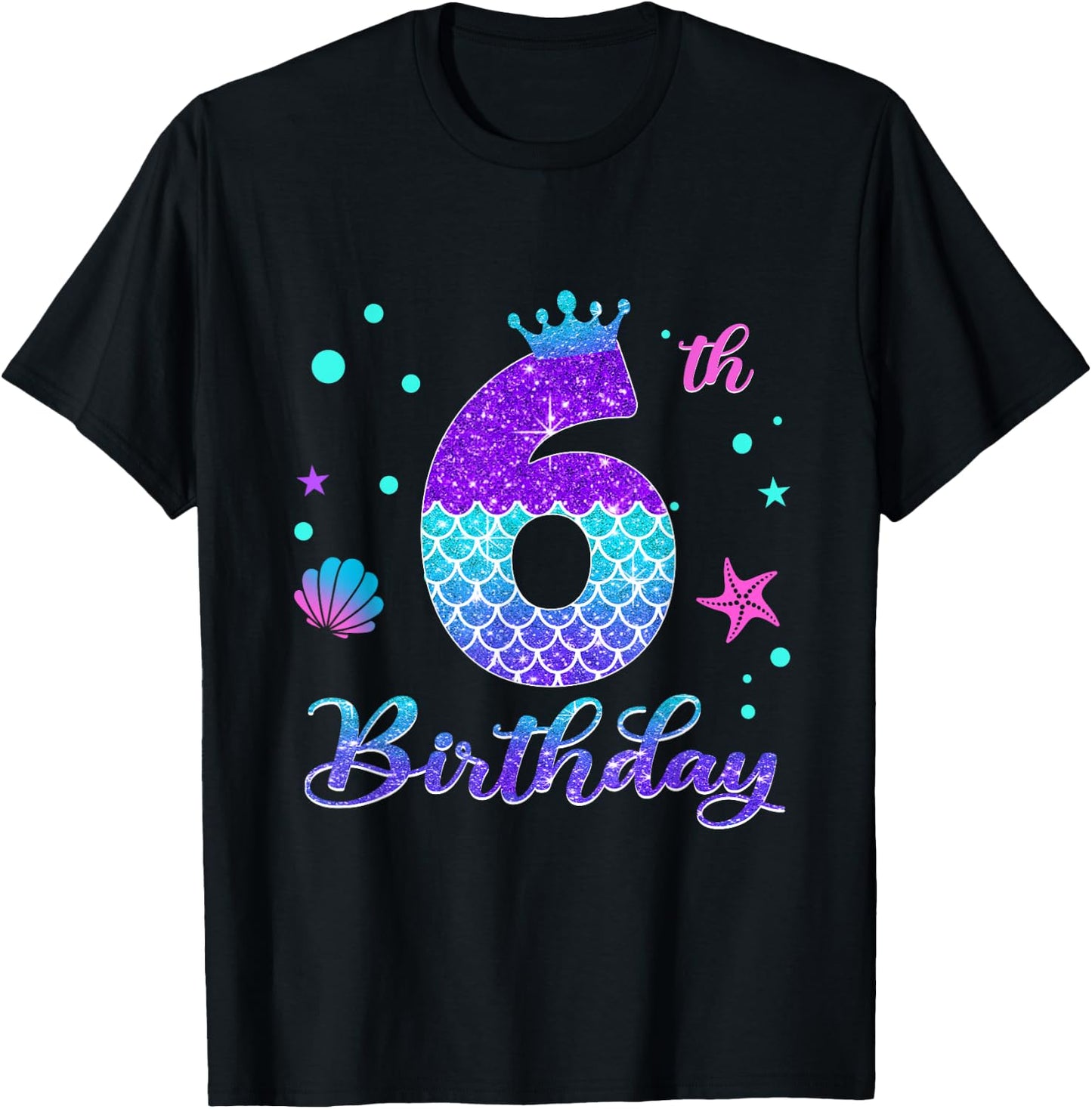 6th Birthday Girl Mermaid For 6 Years Old Mermazing T-Shirt - T-Shirt | Black