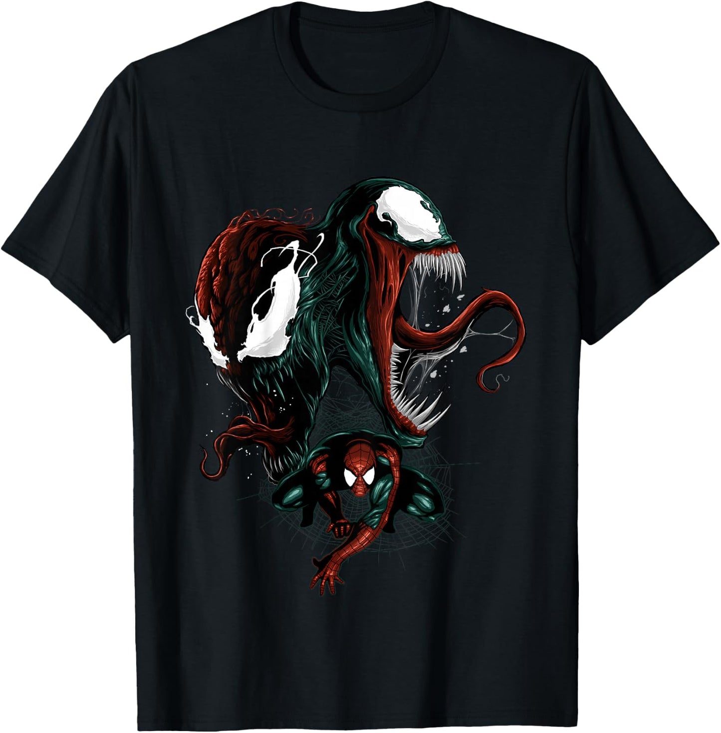 Marvel Spider-Man Venom and Carnage Split Portrait T-Shirt - T-Shirt | Black