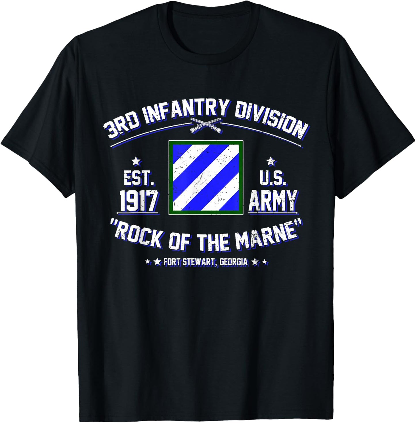 Proud 3rd Infantry Division Rock Of Marne US Veteran T-Shirt - T-Shirt | Black