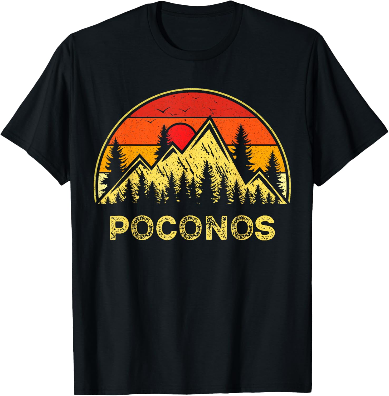 Vintage Poconos Pennsylvania PA Mountains Hiking Souvenir T-Shirt - T-Shirt | Black