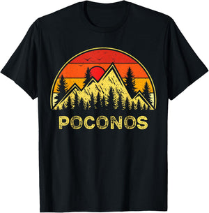 Vintage Poconos Pennsylvania PA Mountains Hiking Souvenir T-Shirt - T-Shirt | Black