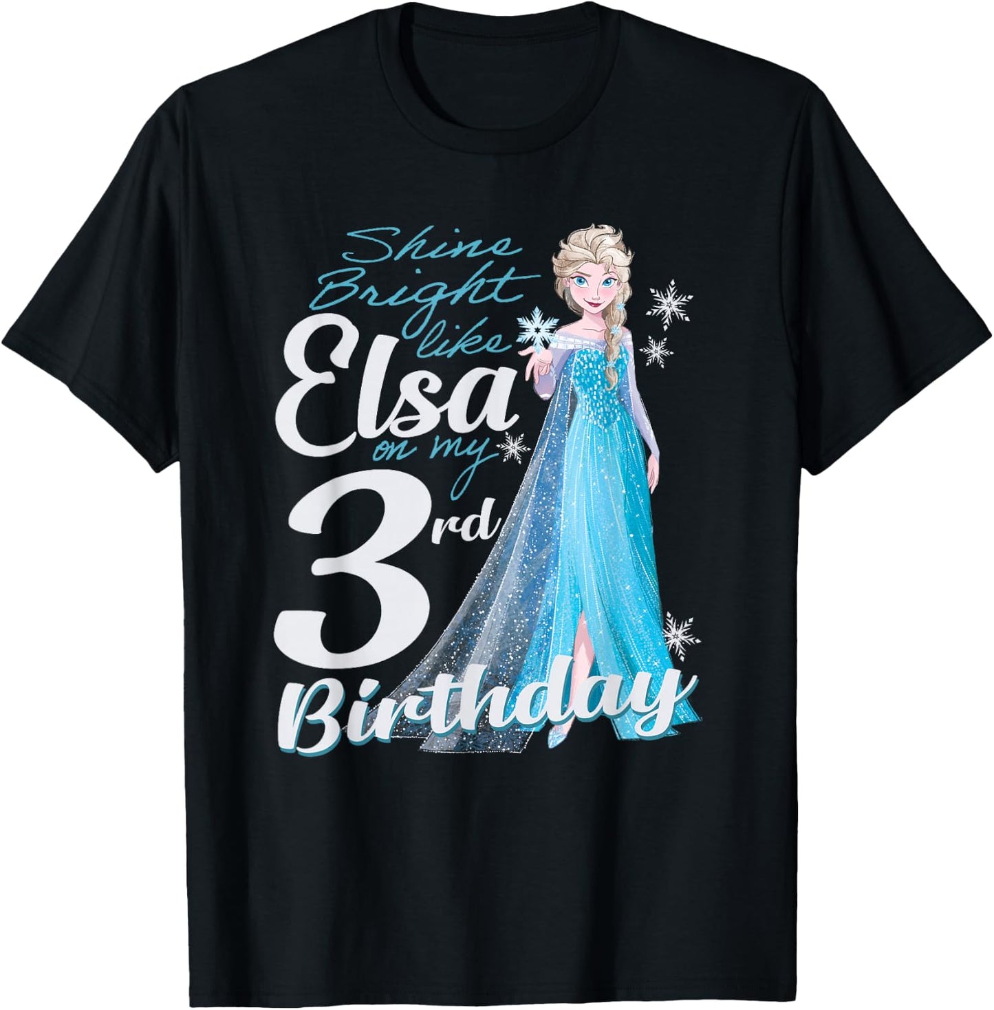 Disney Frozen Bright Like Elsa 3rd Birthday , black T-Shirt - T-Shirt | Black