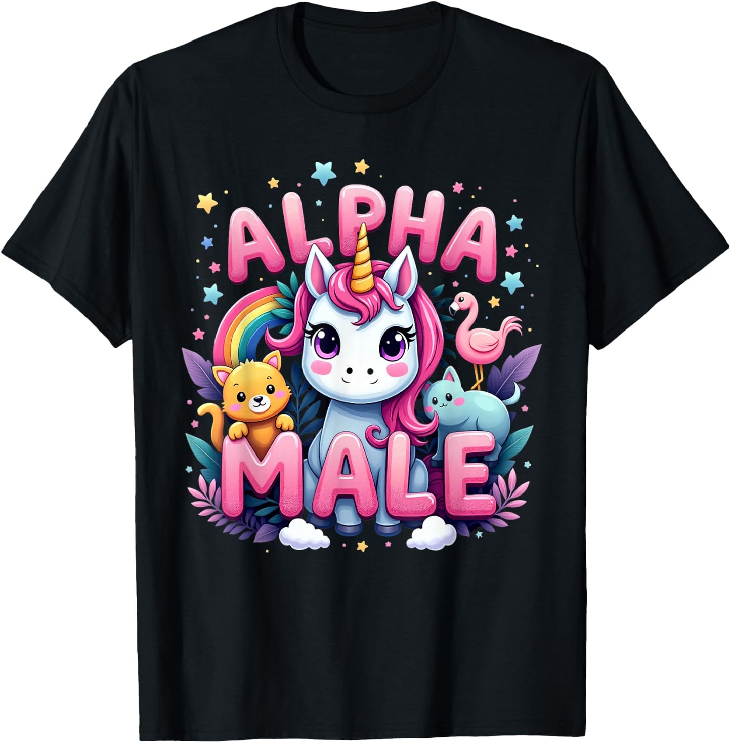 Funny Unicorn Alpha Cute Unicorn Meme Male Men or Women T-Shirt - T-Shirt | Black