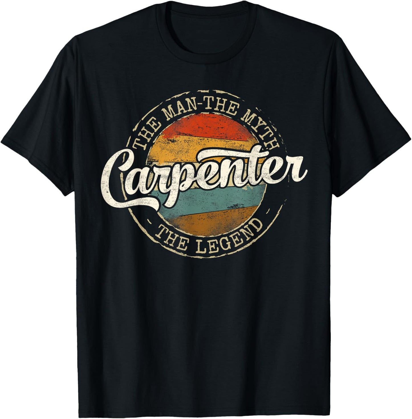 Carpenter The Man The Myth The Legend Vintage Stamp Builder T-Shirt - T-Shirt | Black