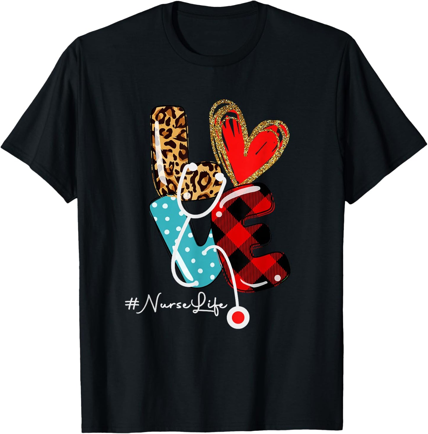 Nurse Shirt NurseLife RN LPN Healthcare Heart Nurse life T-Shirt - T-Shirt | Black