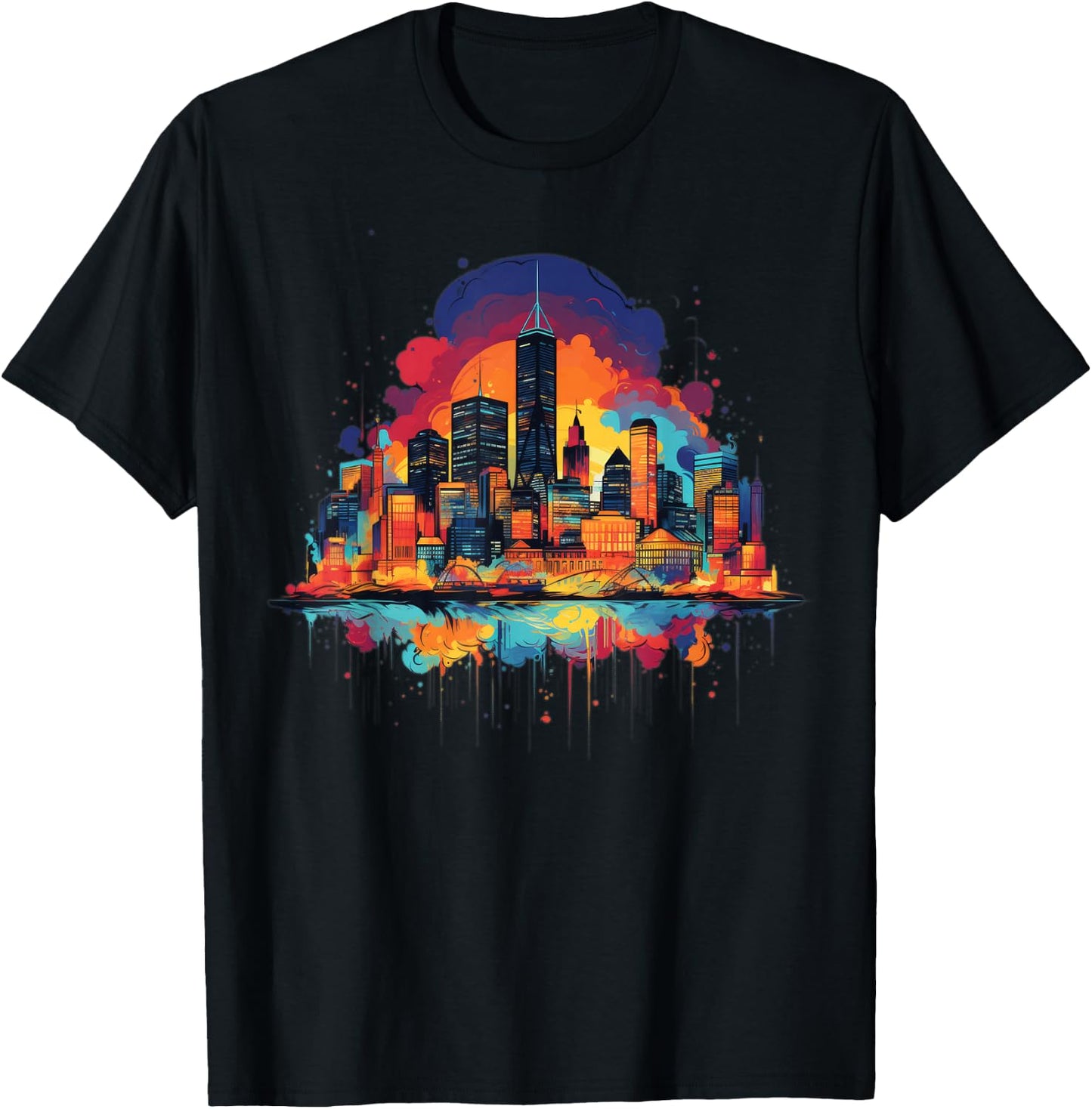Boston City Skyline Colorful Art Women T-Shirt - T-Shirt | Black