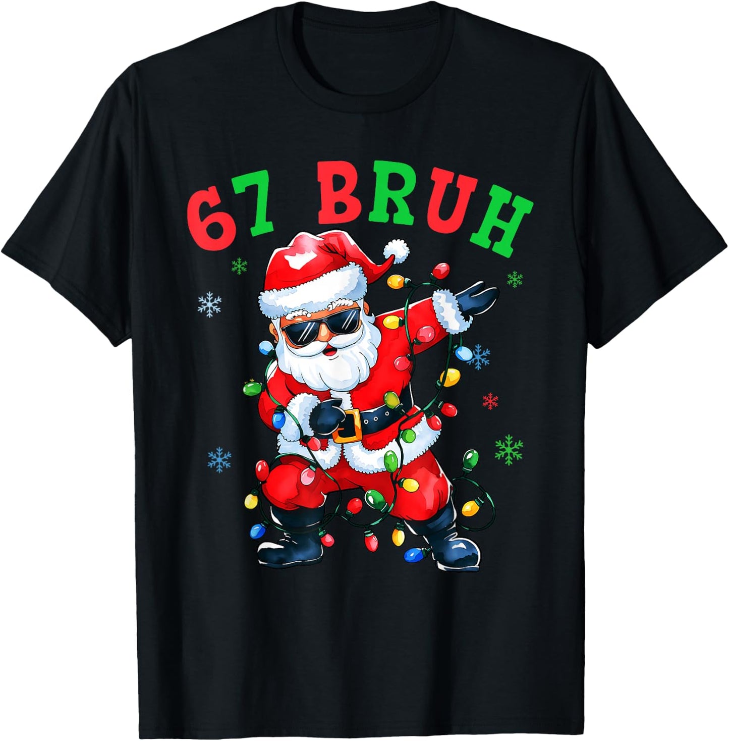 67 Christmas Funny Six Seven Bruh Meme 67 Santa Dabbing Xmas T-Shirt - T-Shirt | Black