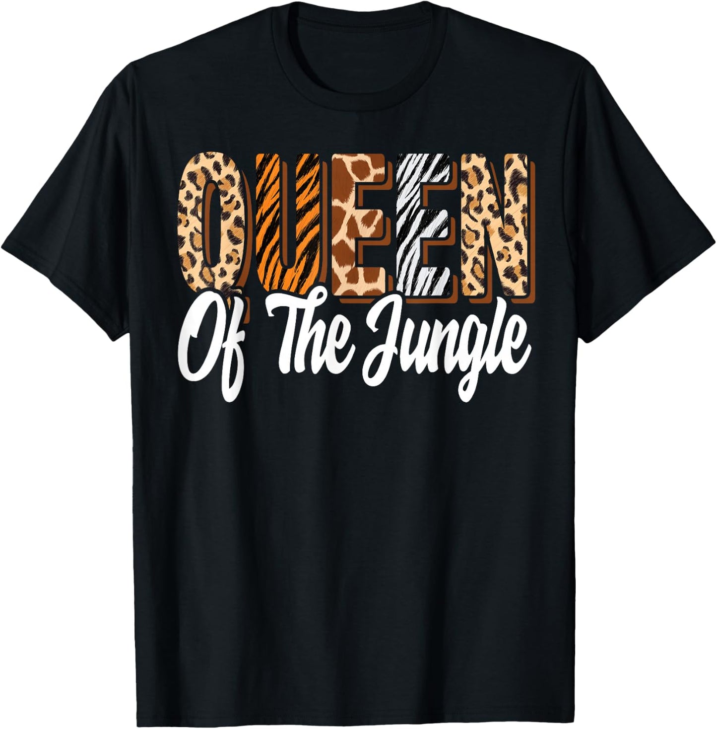 Queen of the Jungle Zoo Birthday Safari Jungle Animal , black T-Shirt - T-Shirt | Black
