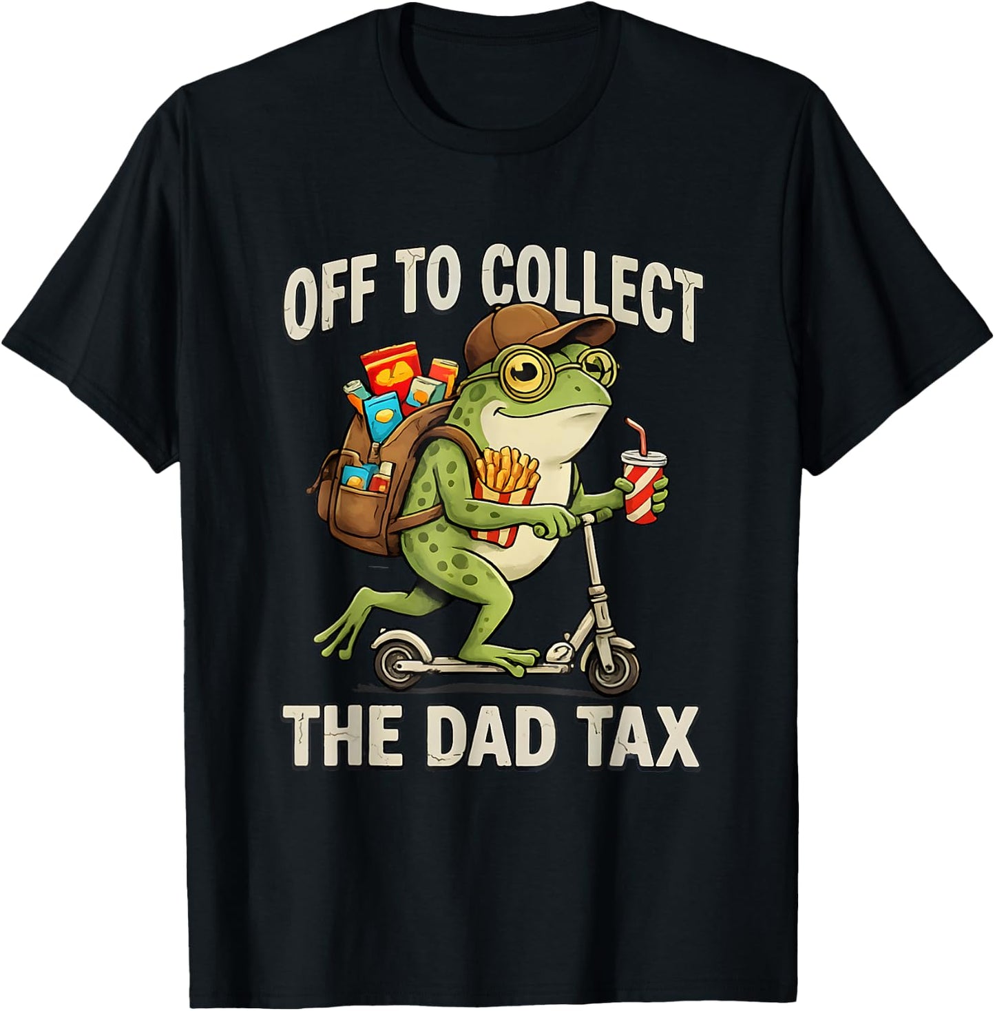 Off to Collect The Dad Tax Funny Frog Dad Tax Father's Day T-Shirt - T-Shirt | Black